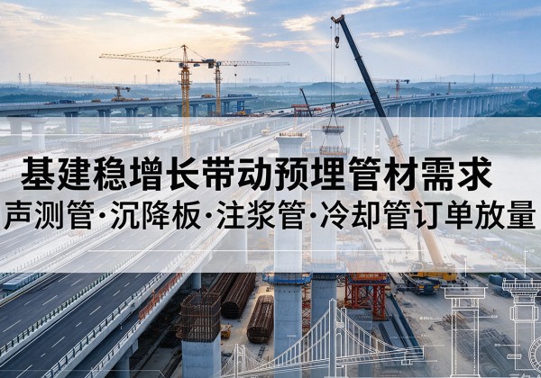 芜湖基建稳增长带动预埋监测管材需求，声测管、沉降板、注浆管订单持续放量